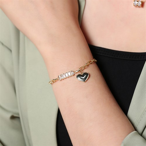 Lắc Tay Hợp Kim Nữ AvaJi Đính Đá AVJ.T000005.00 Màu Vàng