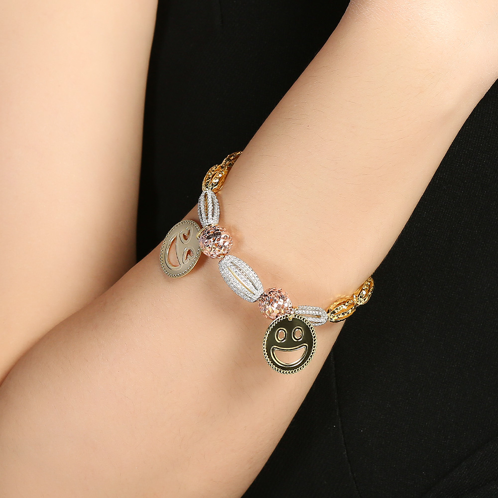 Lắc tay bạc nữ AVAJi đính đá xi vàng BJ.B000030 Lắc tay bạc nữ AVAJi đính đá xi vàng BJ.B000030