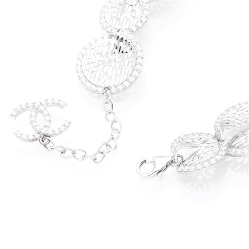 Lắc Tay Bạc Nữ Đính Đá Mạ Vàng Trắng AvaJi AVJ.B000043 Màu Bạc