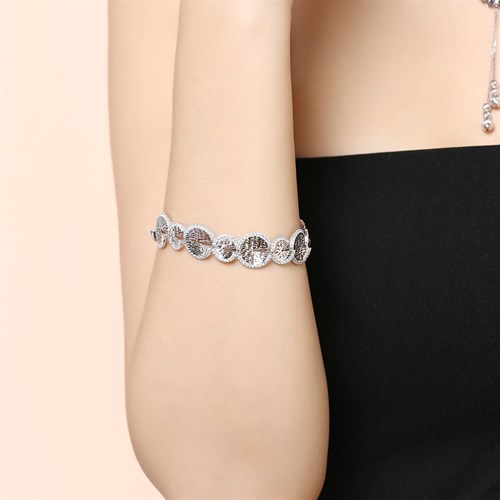 Lắc Tay Bạc Nữ Đính Đá Mạ Vàng Trắng AvaJi AVJ.B000043 Màu Bạc