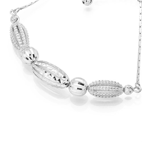 Lắc Tay Bạc Nữ Đính Đá Mạ Vàng Trắng AvaJi AVJ.B000044 Màu Bạc