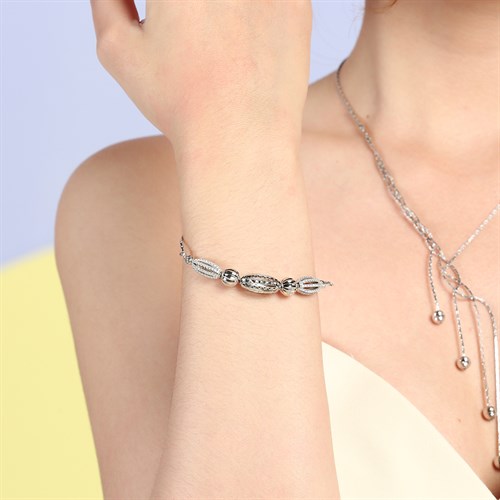 Lắc Tay Bạc Nữ Đính Đá Mạ Vàng Trắng AvaJi AVJ.B000044 Màu Bạc