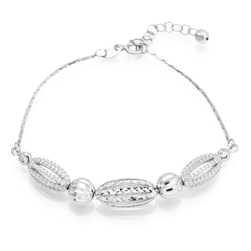 Lắc Tay Bạc Nữ Đính Đá Mạ Vàng Trắng AvaJi AVJ.B000044 Màu Bạc