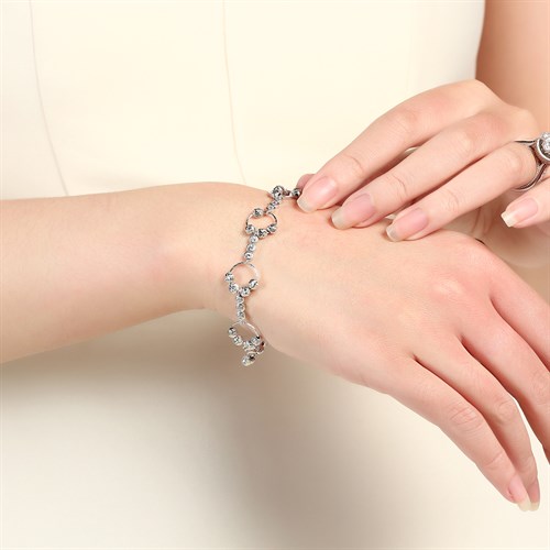 Lắc Tay Bạc Nữ Mạ Vàng Trắng AvaJi AVJ.B000046 Màu Bạc