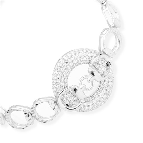 Lắc Tay Bạc Nữ Đính Đá Mạ Vàng Trắng AvaJi AVJ.B000050 Màu Bạc