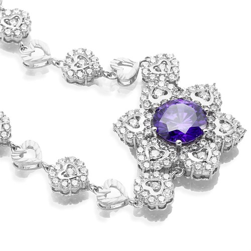 Lắc Tay Bạc Nữ Đính Đá Mạ Vàng Trắng AvaJi AVJ.B000051 Màu Bạc