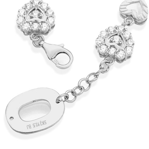 Lắc Tay Bạc Nữ Đính Đá Mạ Vàng Trắng AvaJi AVJ.B000051 Màu Bạc