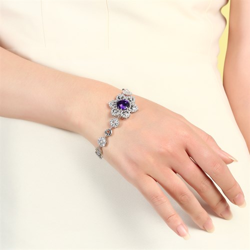 Lắc Tay Bạc Nữ Đính Đá Mạ Vàng Trắng AvaJi AVJ.B000051 Màu Bạc