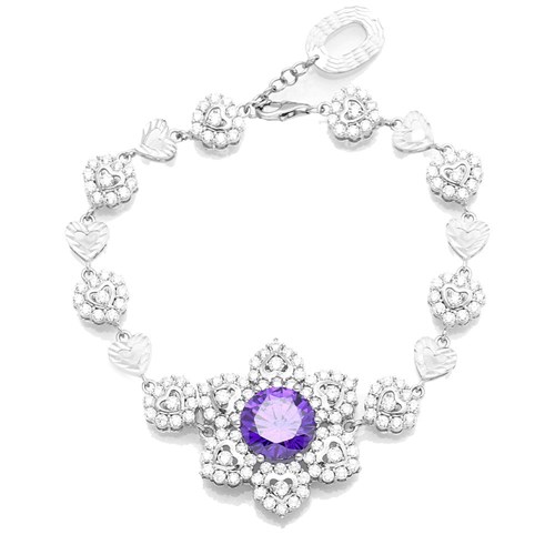 Lắc Tay Bạc Nữ Đính Đá Mạ Vàng Trắng AvaJi AVJ.B000051 Màu Bạc