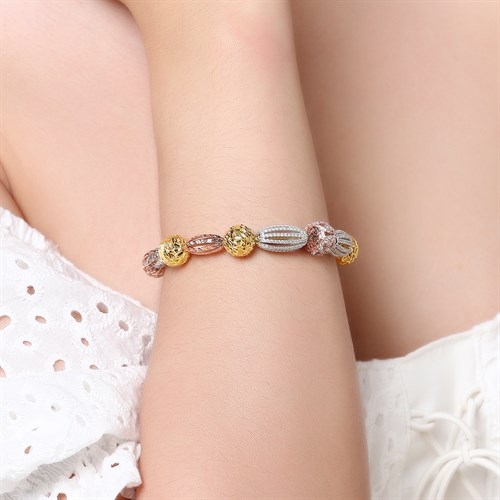 Lắc Tay Bạc Nữ Mạ Vàng 18K AvaJi AVJ.B000056 Màu Vàng