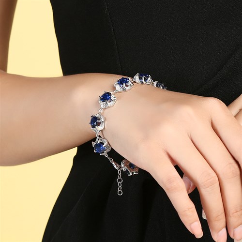 Lắc Tay Bạc Nữ Đính Đá Mạ Vàng Trắng AvaJi AVJ.B000057 Màu Bạc