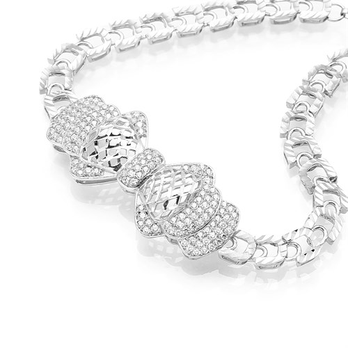 Lắc Tay Bạc Nữ Đính Đá Mạ Vàng Trắng AvaJi AVJ.B000065 Màu Bạc