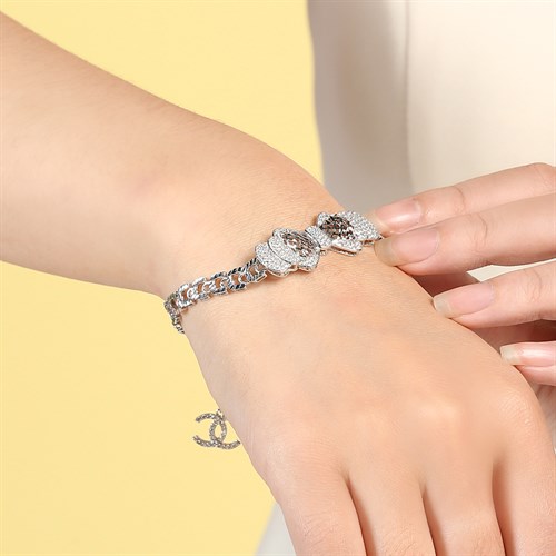 Lắc Tay Bạc Nữ Đính Đá Mạ Vàng Trắng AvaJi AVJ.B000065 Màu Bạc