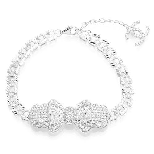 Lắc Tay Bạc Nữ Đính Đá Mạ Vàng Trắng AvaJi AVJ.B000065 Màu Bạc