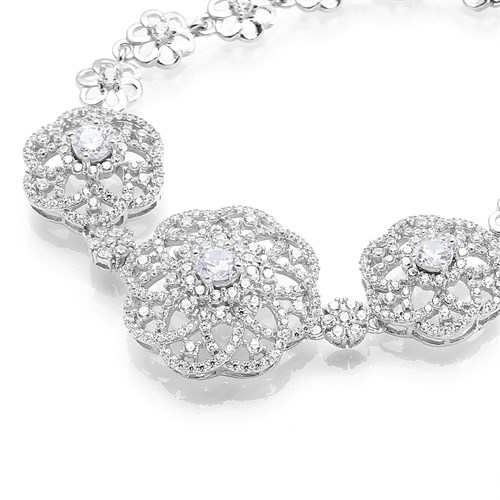 Lắc Tay Bạc Nữ Đính Đá Mạ Vàng Trắng AvaJi AVJ.B000067 Màu Bạc