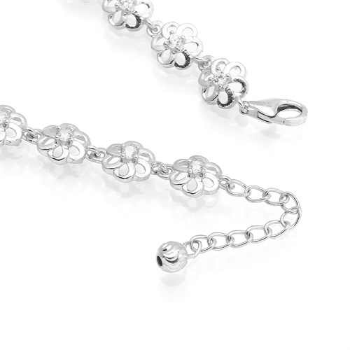 Lắc Tay Bạc Nữ Đính Đá Mạ Vàng Trắng AvaJi AVJ.B000067 Màu Bạc