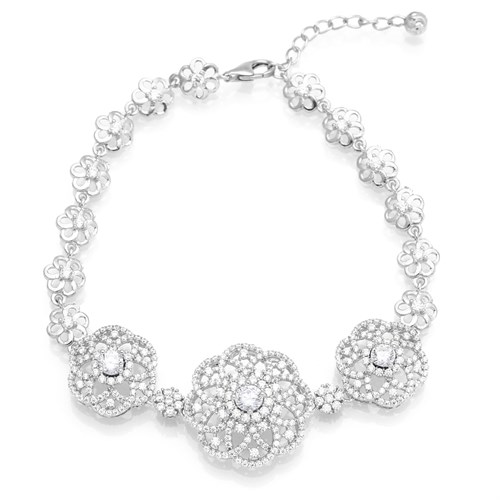 Lắc Tay Bạc Nữ Đính Đá Mạ Vàng Trắng AvaJi AVJ.B000067 Màu Bạc