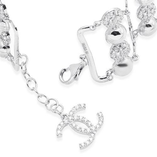 Lắc Tay Bạc Nữ Đính Đá Mạ Vàng Trắng AvaJi AVJ.B000075 Màu Bạc