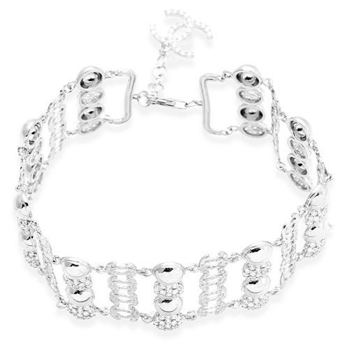 Lắc Tay Bạc Nữ Đính Đá Mạ Vàng Trắng AvaJi AVJ.B000075 Màu Bạc