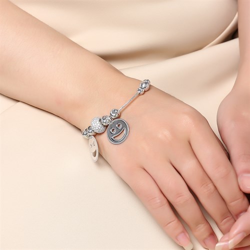 Lắc Tay Bạc Nữ Đính Đá Mạ Vàng Trắng AvaJi AVJ.B000079 Màu Bạc