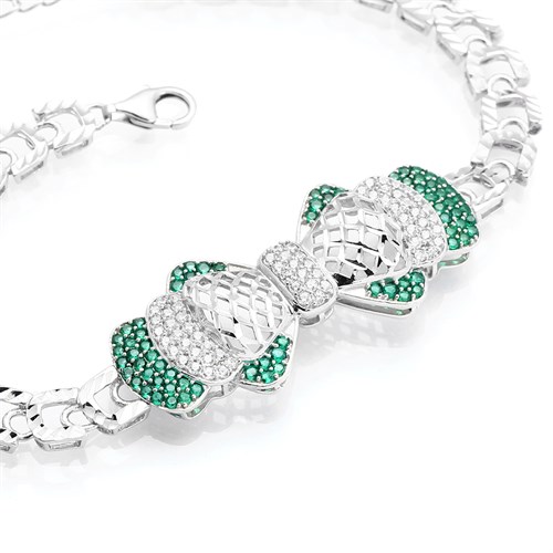 Lắc Tay Bạc Nữ Đính Đá Mạ Vàng Trắng AvaJi AVJ.B000081 Màu Bạc