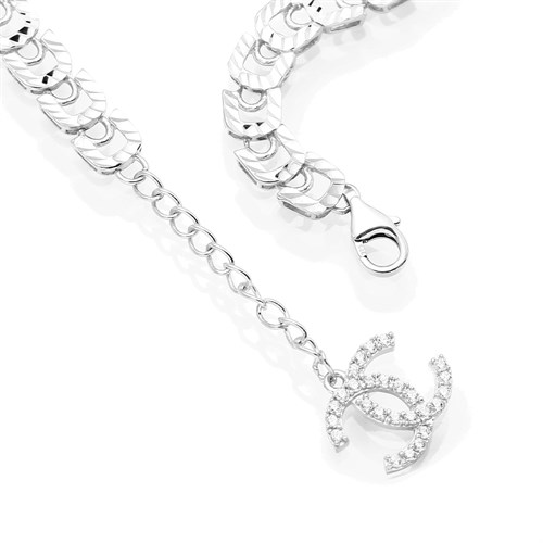 Lắc Tay Bạc Nữ Đính Đá Mạ Vàng Trắng AvaJi AVJ.B000081 Màu Bạc