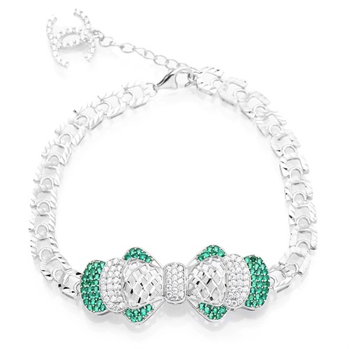 Lắc Tay Bạc Nữ Đính Đá Mạ Vàng Trắng AvaJi AVJ.B000081 Màu Bạc