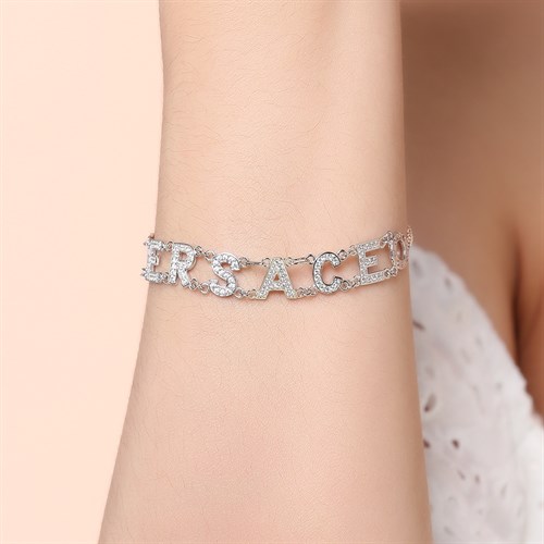 Lắc Tay Bạc Nữ Đính Đá Mạ Vàng Trắng AvaJi AVJ.B000086 Màu Bạc