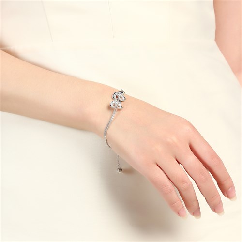 Lắc Tay Bạc Nữ Đính Đá Mạ Vàng Trắng AvaJi AVJ.B000088 Màu Bạc