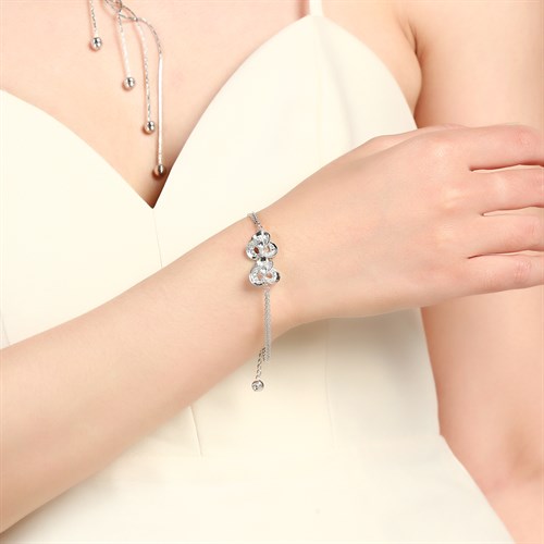 Lắc Tay Bạc Nữ Đính Đá Mạ Vàng Trắng AvaJi AVJ.B000088 Màu Bạc