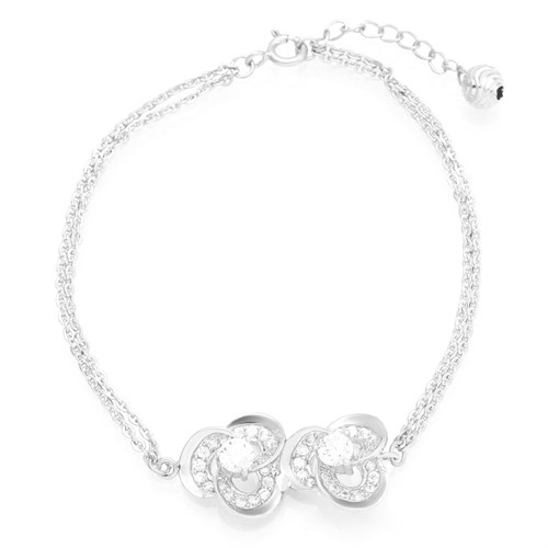 Lắc Tay Bạc Nữ Đính Đá Mạ Vàng Trắng AvaJi AVJ.B000088 Màu Bạc