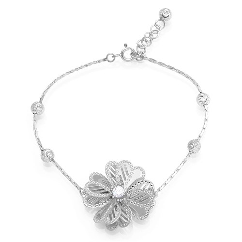 Lắc Tay Bạc Nữ Đính Đá Mạ Vàng Trắng AvaJi AVJ.B000092 Màu Bạc