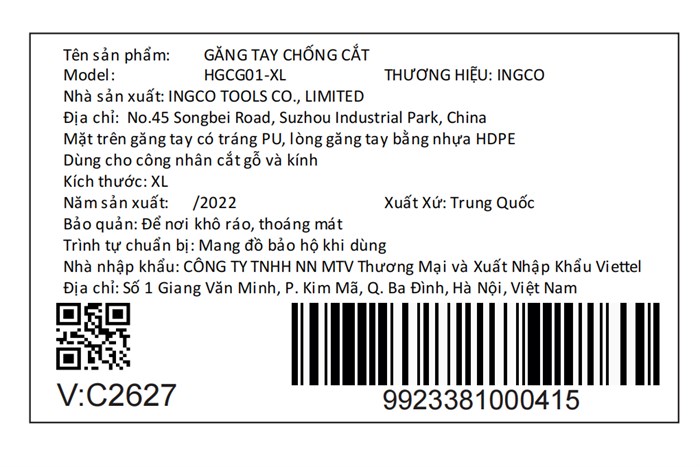 Găng tay vải chống cắt Ingco HGCG01-XL