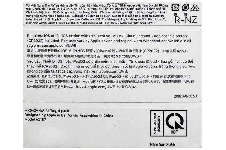 Thiết bị định vị thông minh AirTag 4 Cái MX542 Màu Trắng