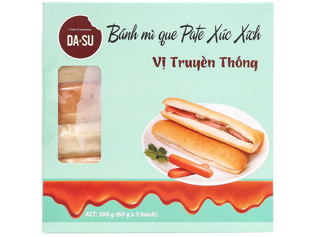 Bánh mì que pate xúc xích truyền thống Da&su hộp 300g 3