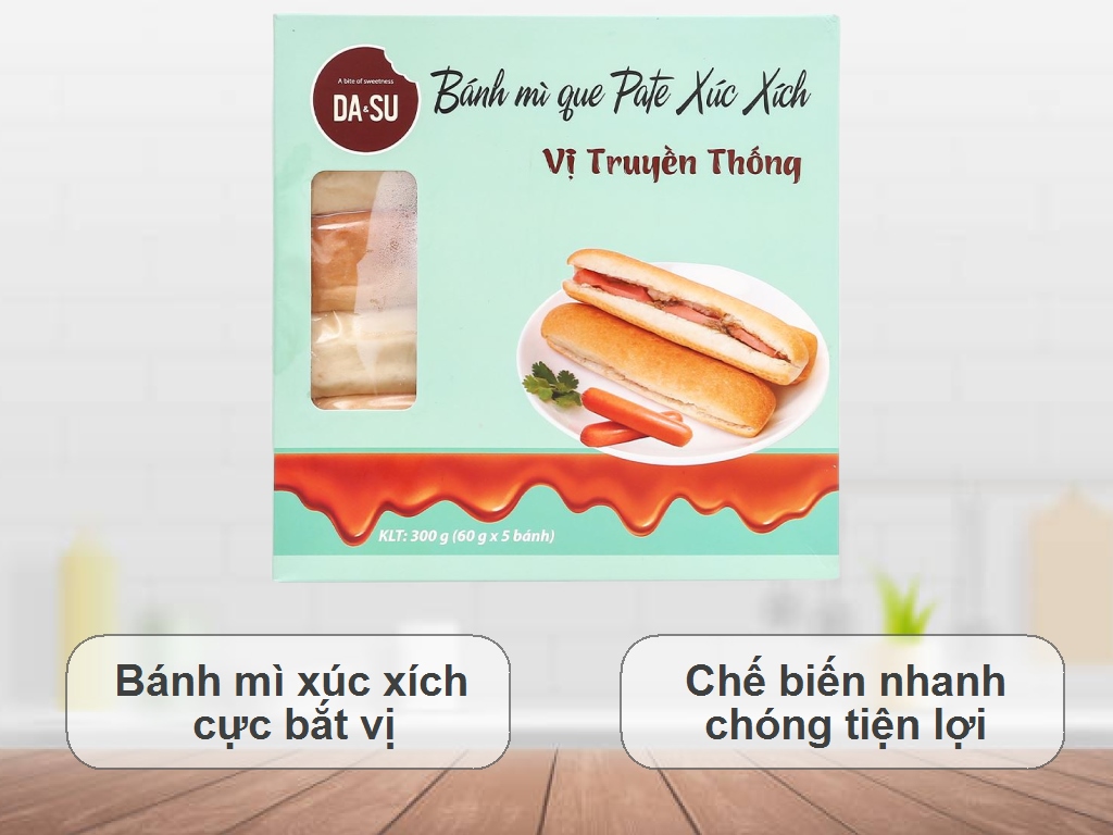 Bánh mì que pate xúc xích truyền thống Da&su hộp 300g 2