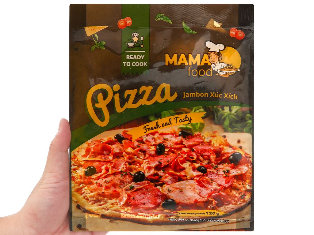 Pizza jambon xúc xích Mama Food 120g 5