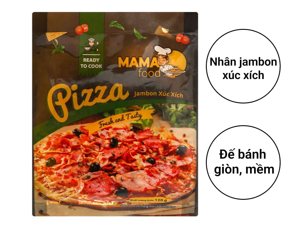 Pizza jambon xúc xích Mama Food 120g 2