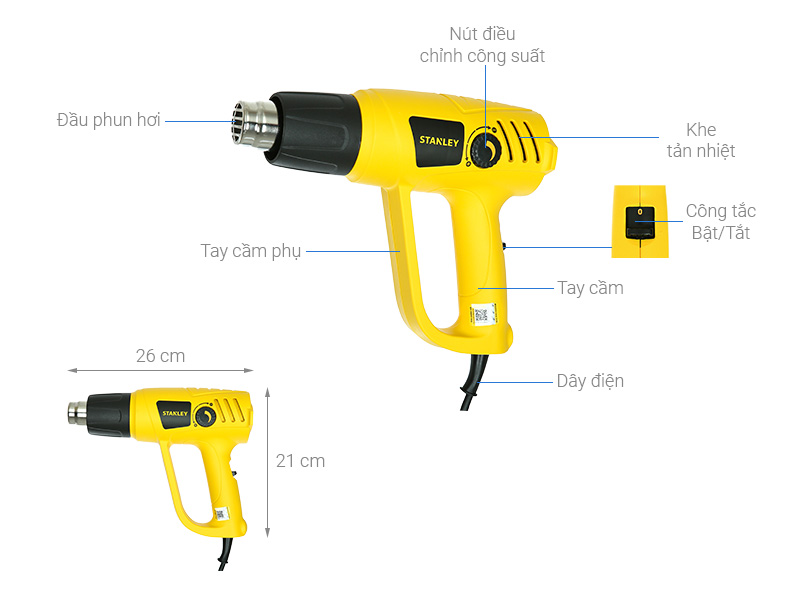 Máy thổi hơi nóng Stanley STEL670-B1 2000W