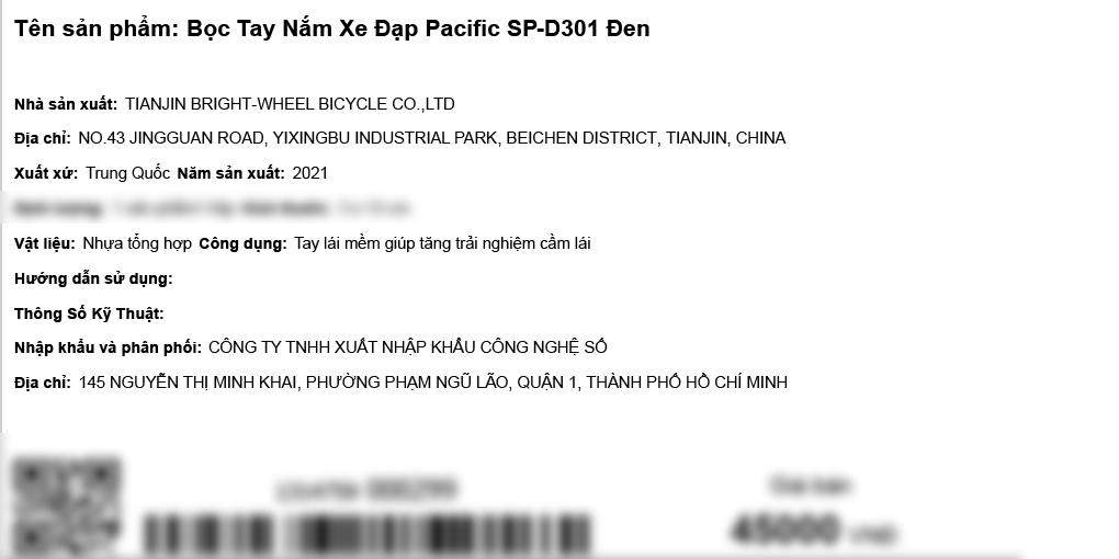 Bọc tay lái xe đạp Pacific SP-D301 Đen