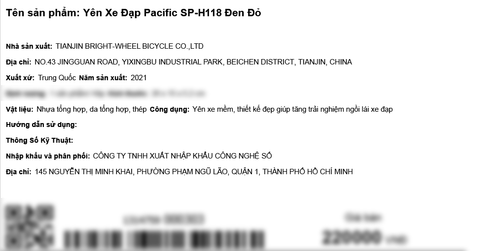 Yên xe đạp Pacific SP-H118 Đen Đỏ