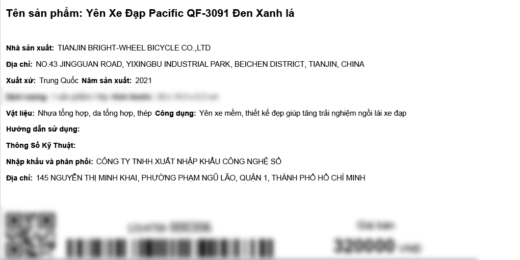 Yên xe đạp Pacific QF-3091 Đen Xanh lá
