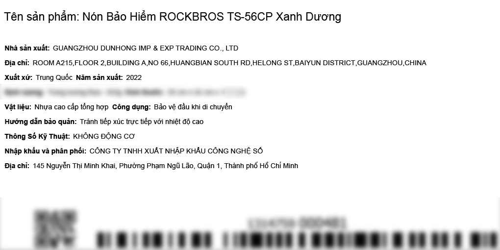 Nón bảo hiểm xe đạp ROCKBROS TS-56CP Xanh Dương