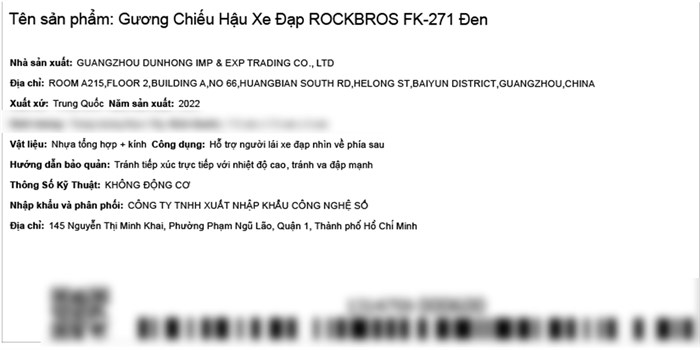 Gương Chiếu Hậu Xe Đạp ROCKBROS FK-271 Đen