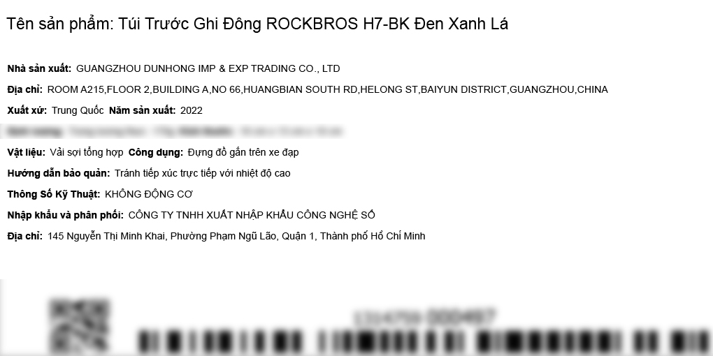 Túi trước ghi đông ROCKBROS H7-BK Đen Xanh