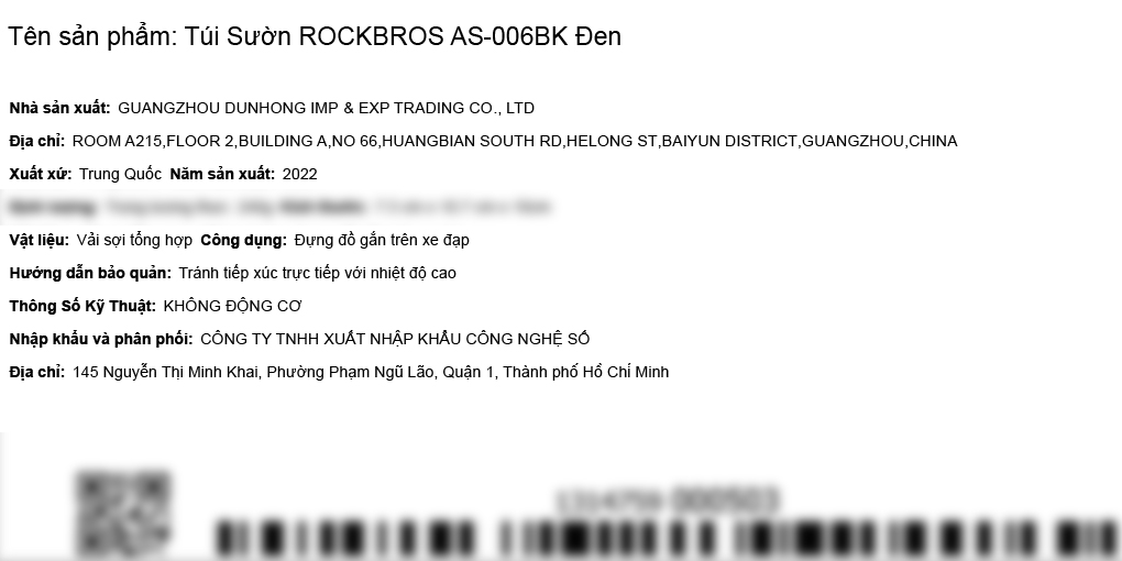 Túi sườn xe đạp ROCKBROS AS-006BK Đen