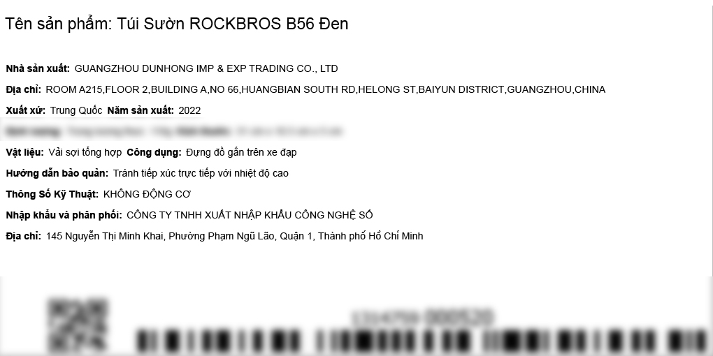 Túi sườn xe đạp ROCKBROS B56 Đen