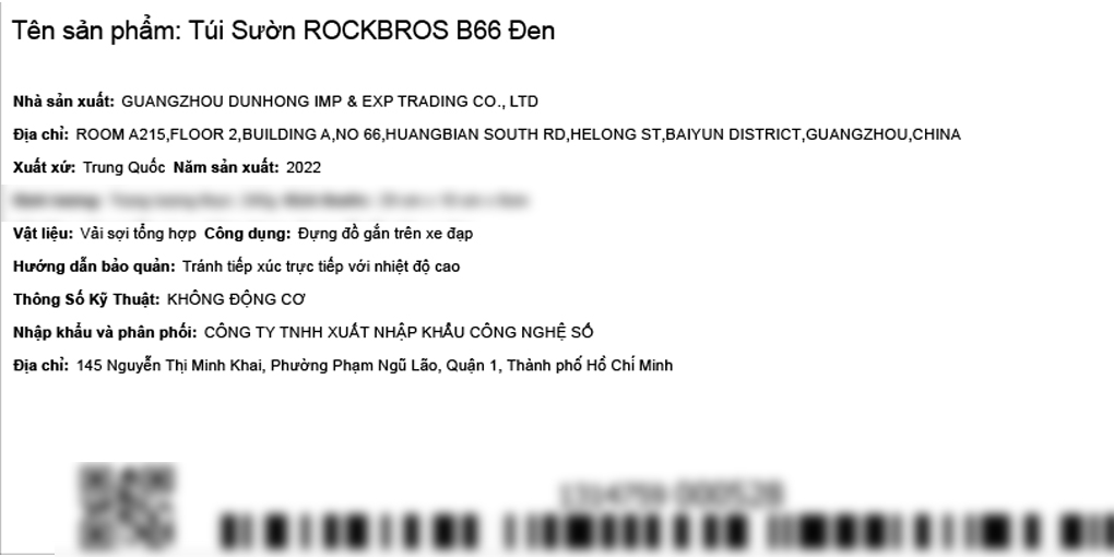 Túi sườn xe đạp ROCKBROS B66 Đen