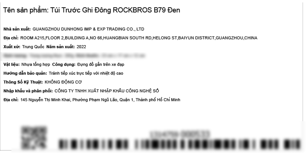 Túi trước ghi đông ROCKBROS B79 Đen