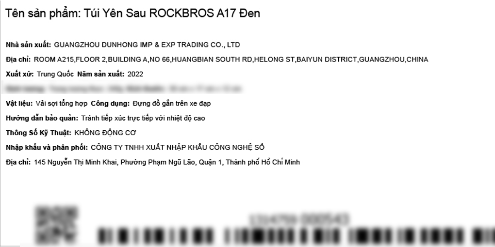 Túi yên xe đạp ROCKBROS A17 Đen